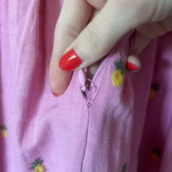 Farm Rio embroidered pineapples pink midi dress - Picture 12 of 12